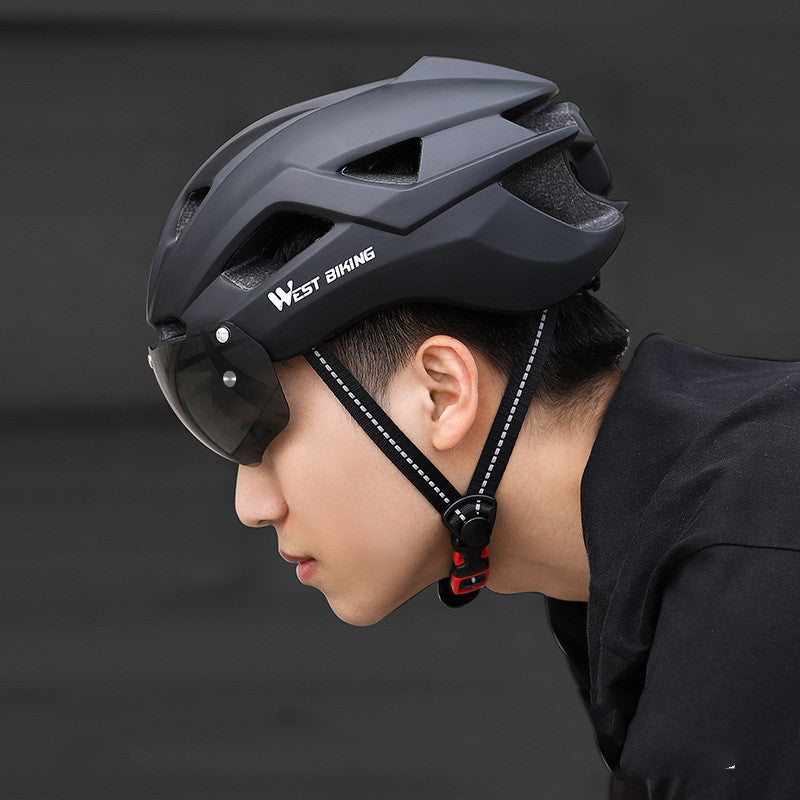 Cycling Helmet Integrated With Goggles Road Bike Helmet Equipment